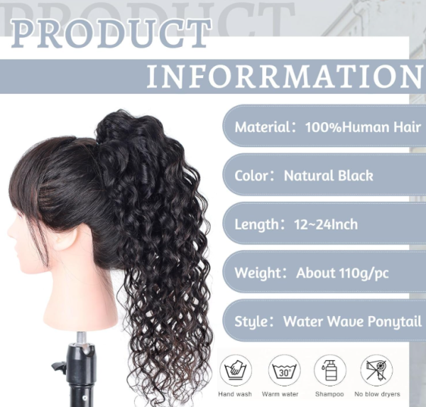 24" Water Wave Ponytail Extension Brand New