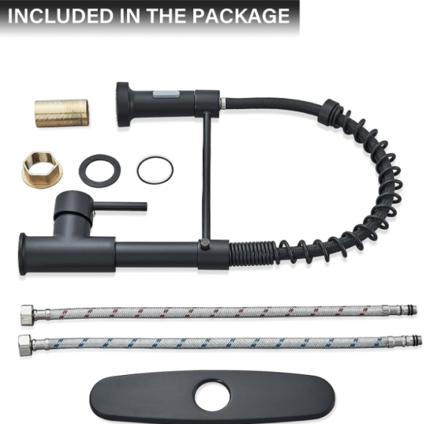 Matte Black Commercial Kitchen Faucet with Pull Down Sprayer